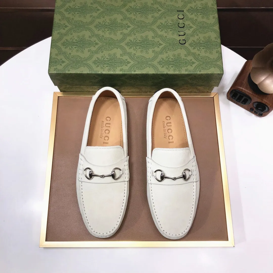 Men's Men's Shoes💰420💰[Gucci GUCCI] (High-end Niuli) New 🍀Gucci*-Gucci Peas Shoes! Made of imported original cowhide, the inner top layer is comfortable cowhide lining! Original wear-resistant rubber outsole! High quality products! Code number 38-44!